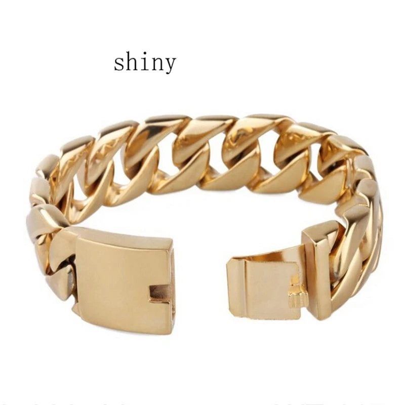 Mens Stainless Steel Brushed Cuban Link Chain Bracelet