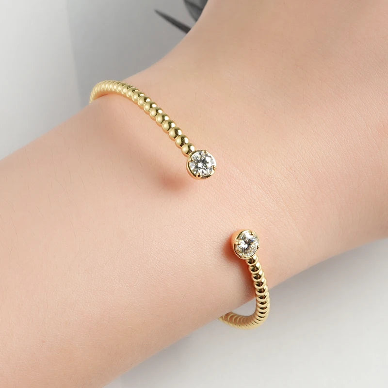 Check Out Our Mobile Watch Price, Womens Bangle Silver Bezel Round Moissanite Bracelet