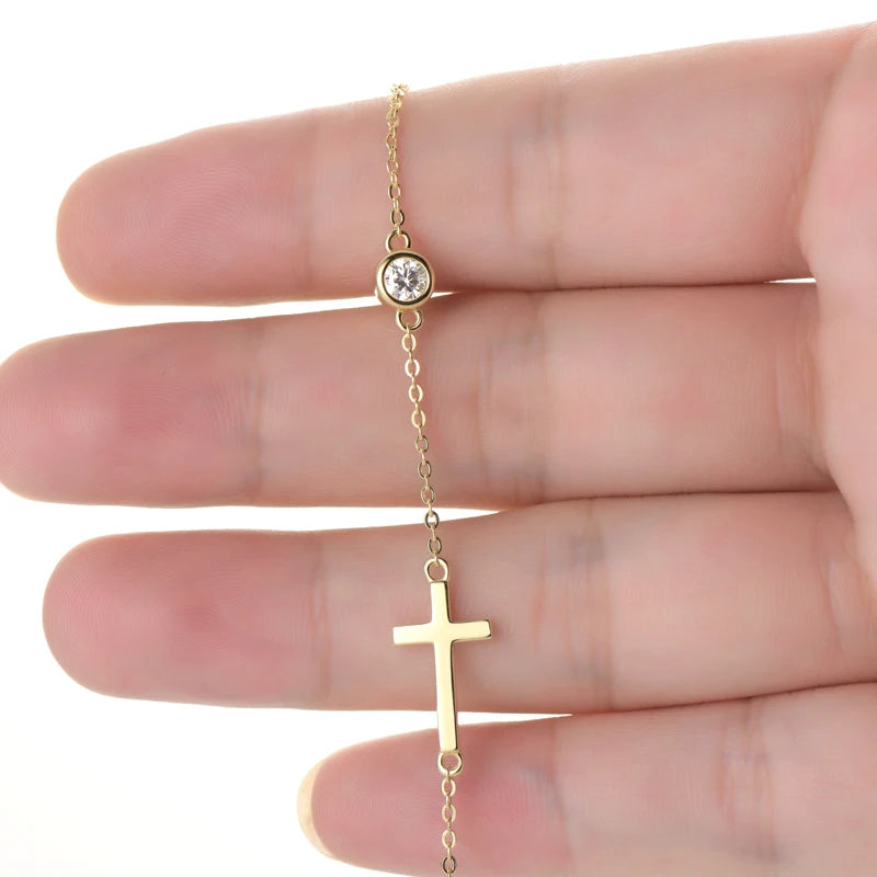 Check Out Our Mobile Watch Price, Womens Silver Cross Bracelet With Bezel Moissanite Diamond