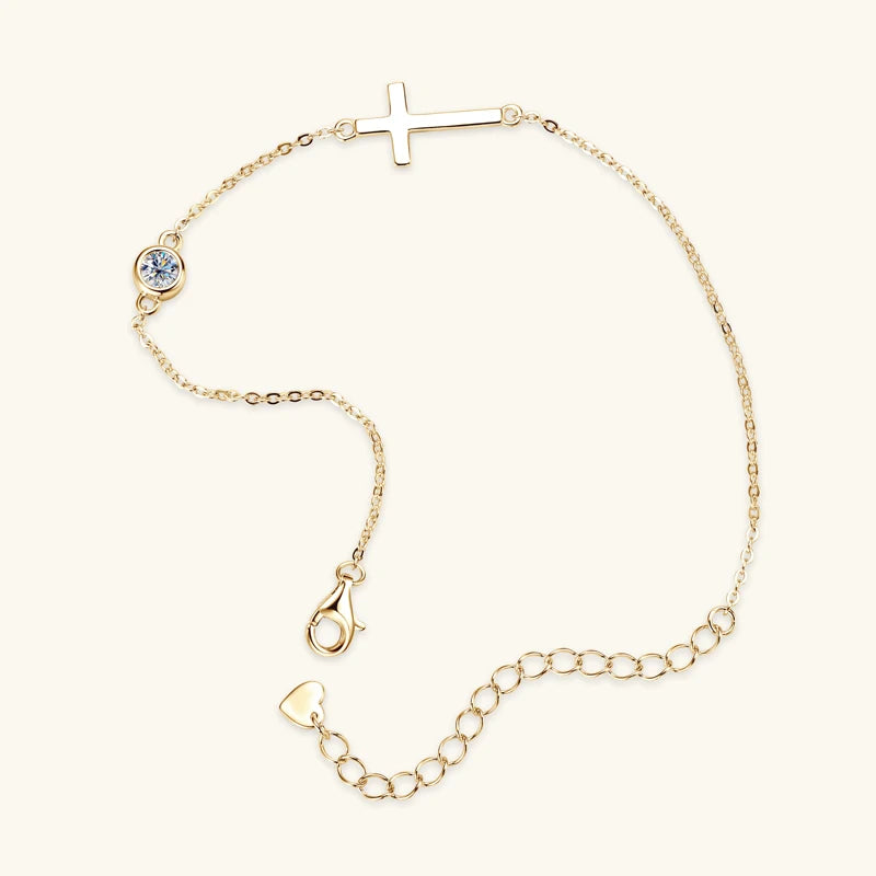 Check Out Our Mobile Watch Price, Womens Silver Cross Bracelet With Bezel Moissanite Diamond