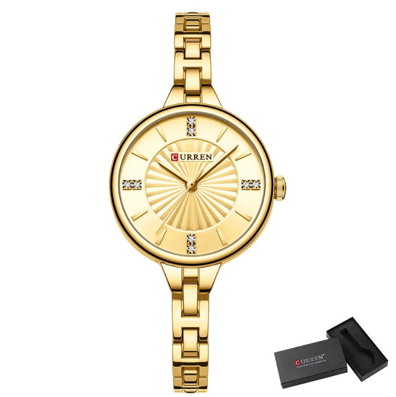 Womans Stainless Steel Dress Diamond Quartz Watch