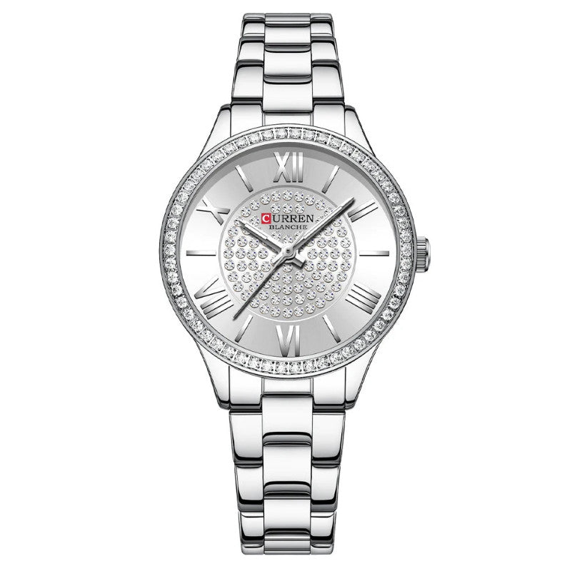 Womens Stainless Steel Rose Gold Luminous Quartz watch