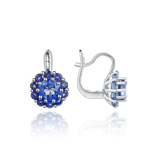 Woman's Iolite Blue Mystic Quartz Gemstone Clip Earrings