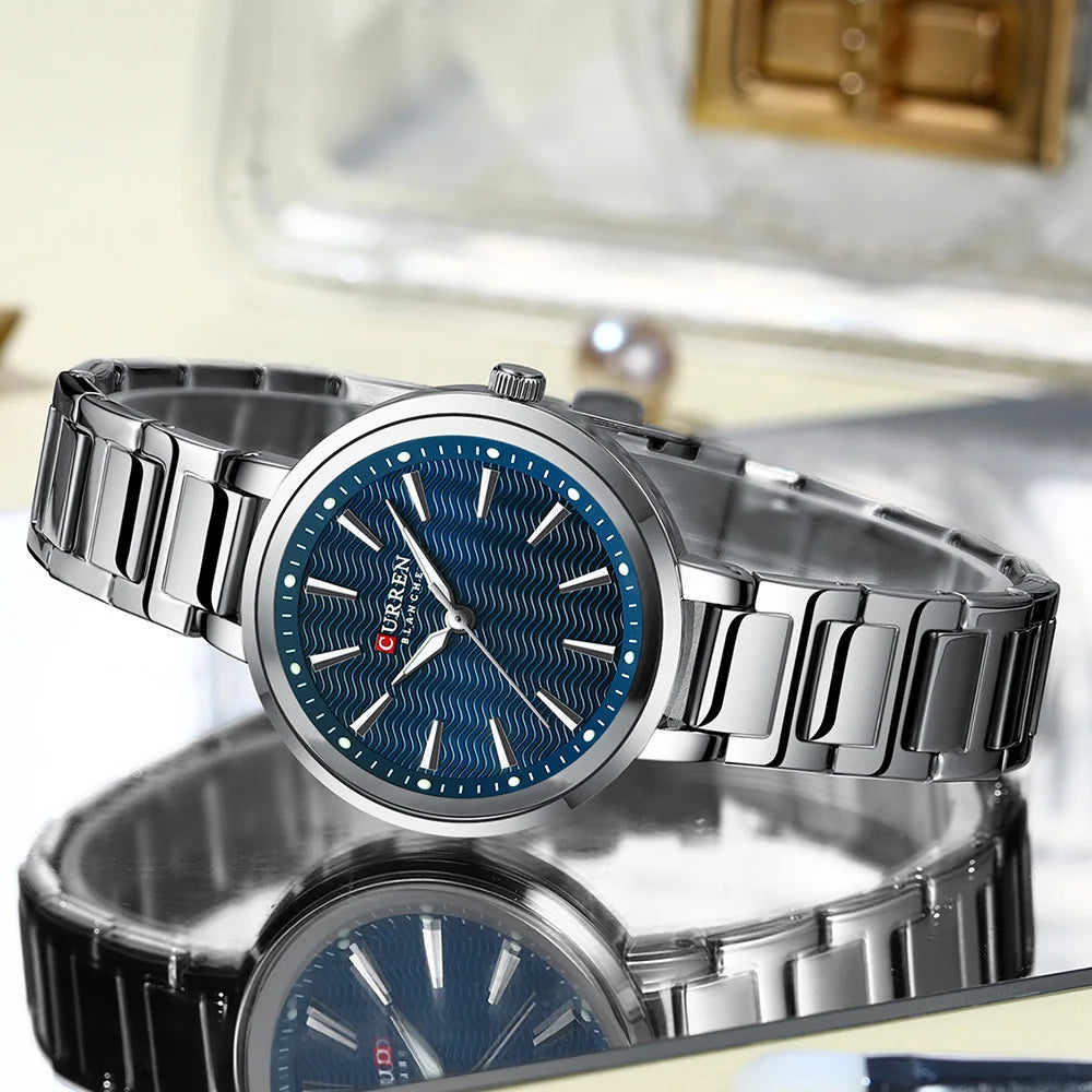 Womens Stainless Steel  Waterproof Luminous Wristwatch