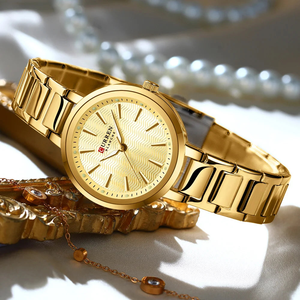 Womens Stainless Steel  Waterproof Luminous Wristwatch