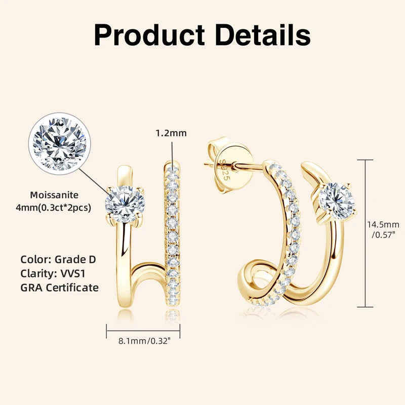 Check Out Our Mobile Watch Price, Womens Moissanite Sterling Silver Stud Ear Cuffs Earrings