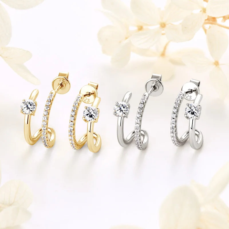 Check Out Our Mobile Watch Price, Womens Moissanite Sterling Silver Stud Ear Cuffs Earrings