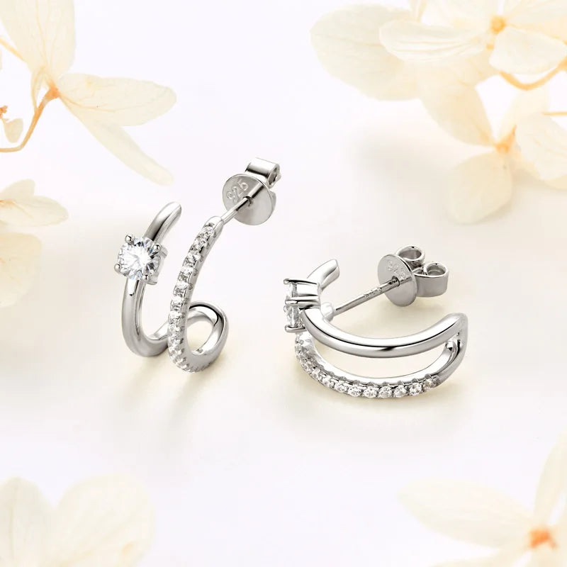 Check Out Our Mobile Watch Price, Womens Moissanite Sterling Silver Stud Ear Cuffs Earrings