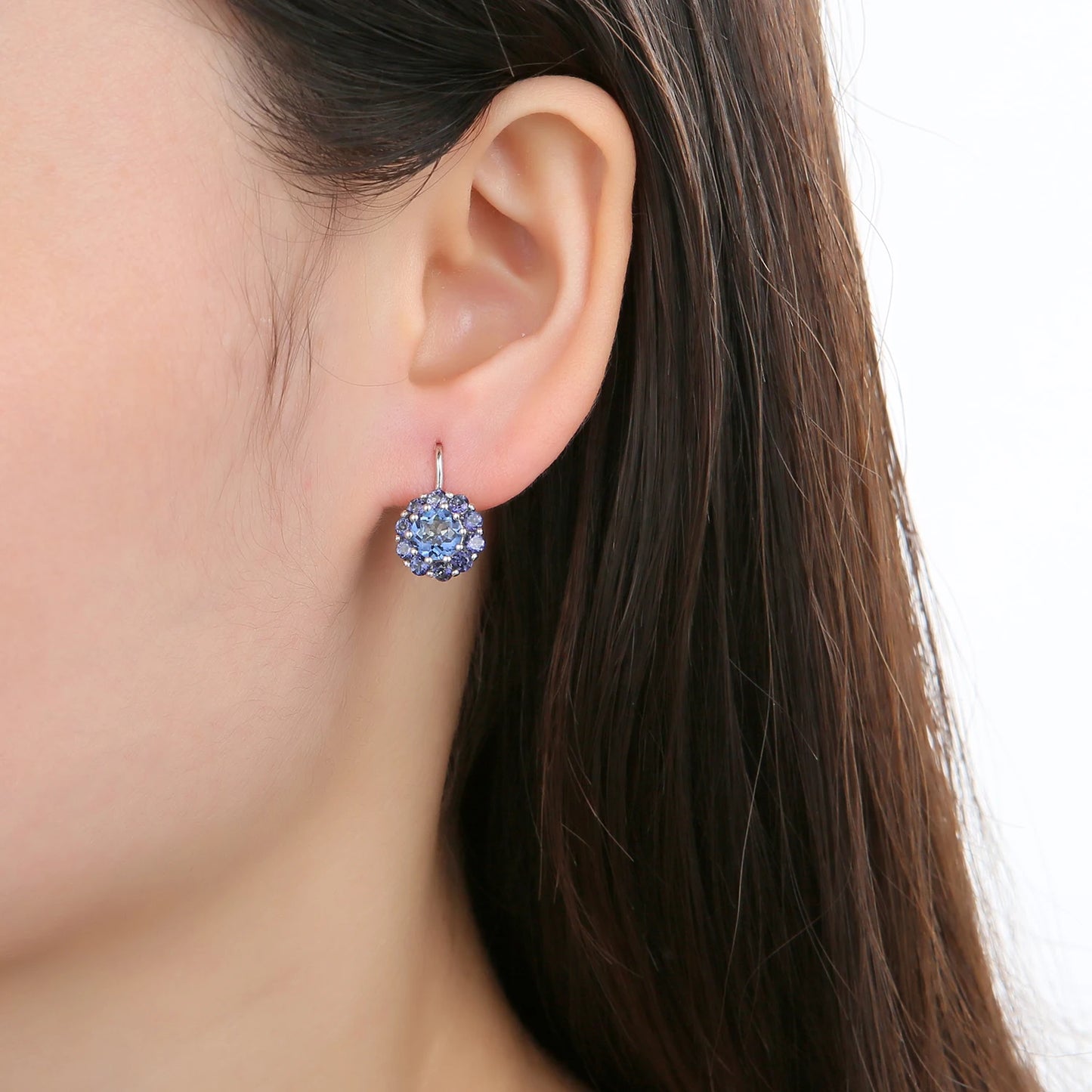 Woman's Iolite Blue Mystic Quartz Gemstone Clip Earrings