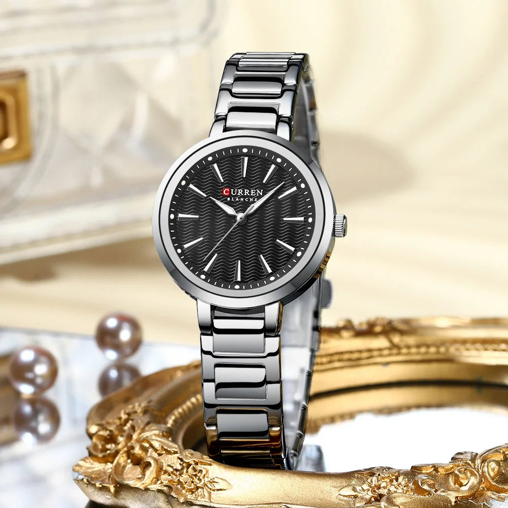 Womens Stainless Steel  Waterproof Luminous Wristwatch