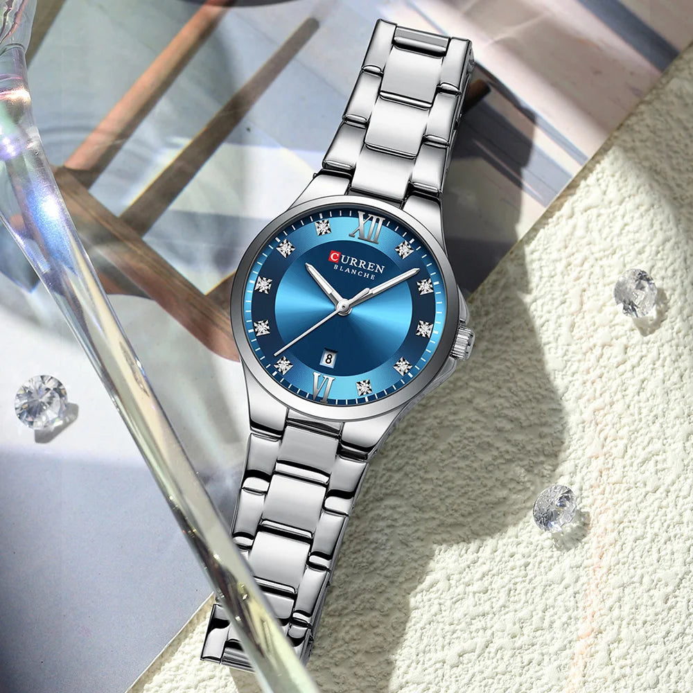 Women Stainless Steel Waterproof Luminous Quartz Watch
