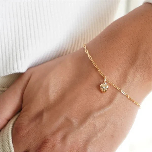 Womens Gold Filled Heart shaped Bracelet Handmade Anklets