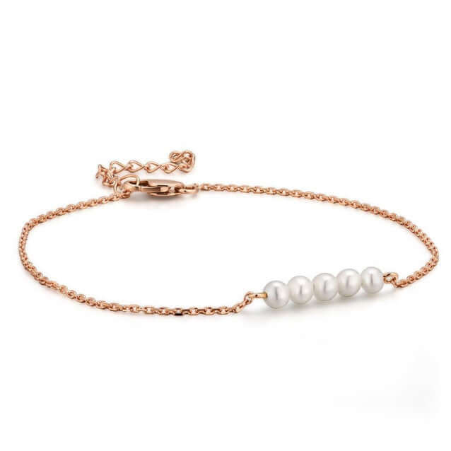 Women's Fine Bracelets, 14K Rose Gold Fresh Water White Pearls. Bracelet Collection,Fashion Bracelet,Women's Fine Bracelets