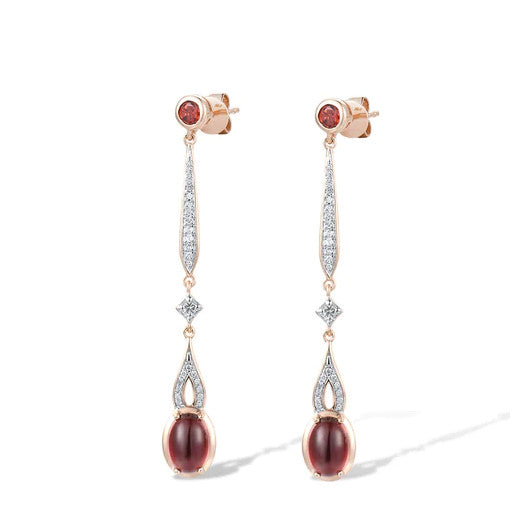 14K Rose Gold Enduring Jewels Earrings, Diamond Drop Earrings.