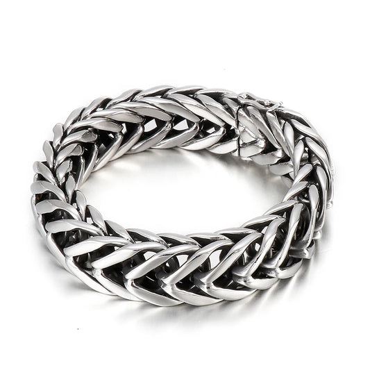 17mm Men's Polished 316L Stainless Steel Shiny Bracelet Jewelry.