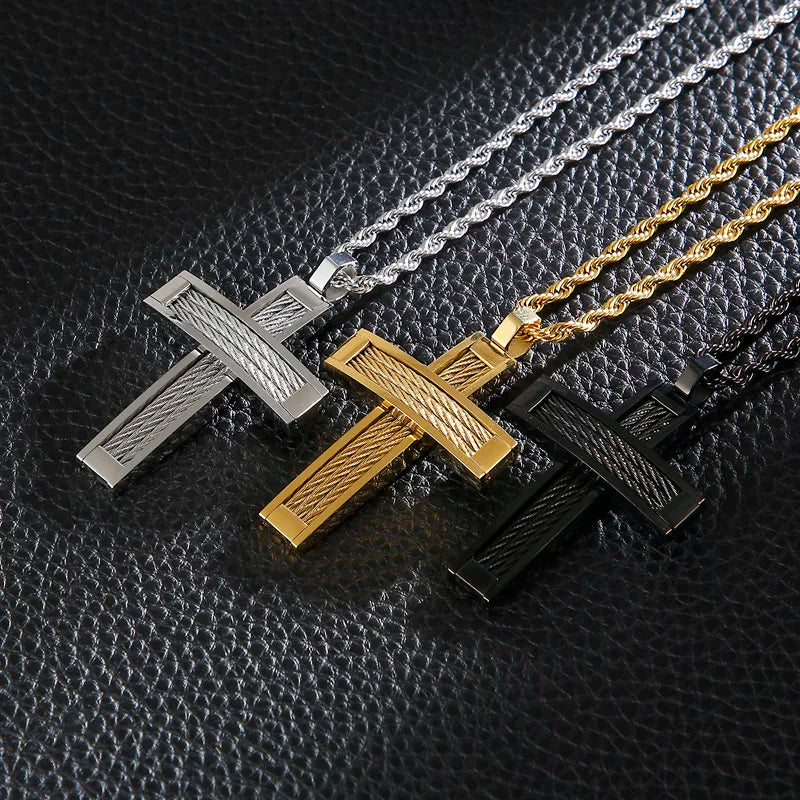 Men's Dubai Crux Chain Prayer Cross Pendant Necklace