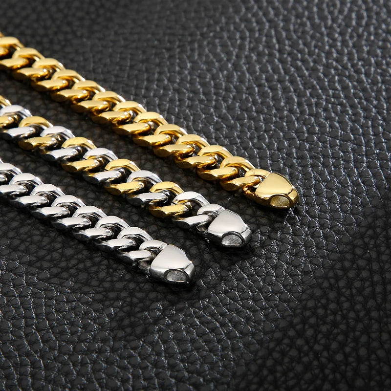 3 Color 316L Stainless Steel Cuban Chain Men's Bracelet