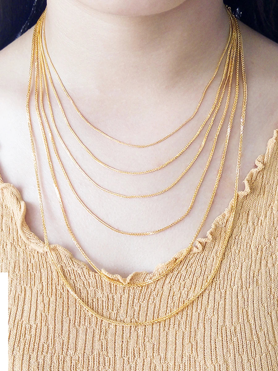 18K Gold Rolo Chain Necklace For Women 16" 18" 20'' Link Chain.