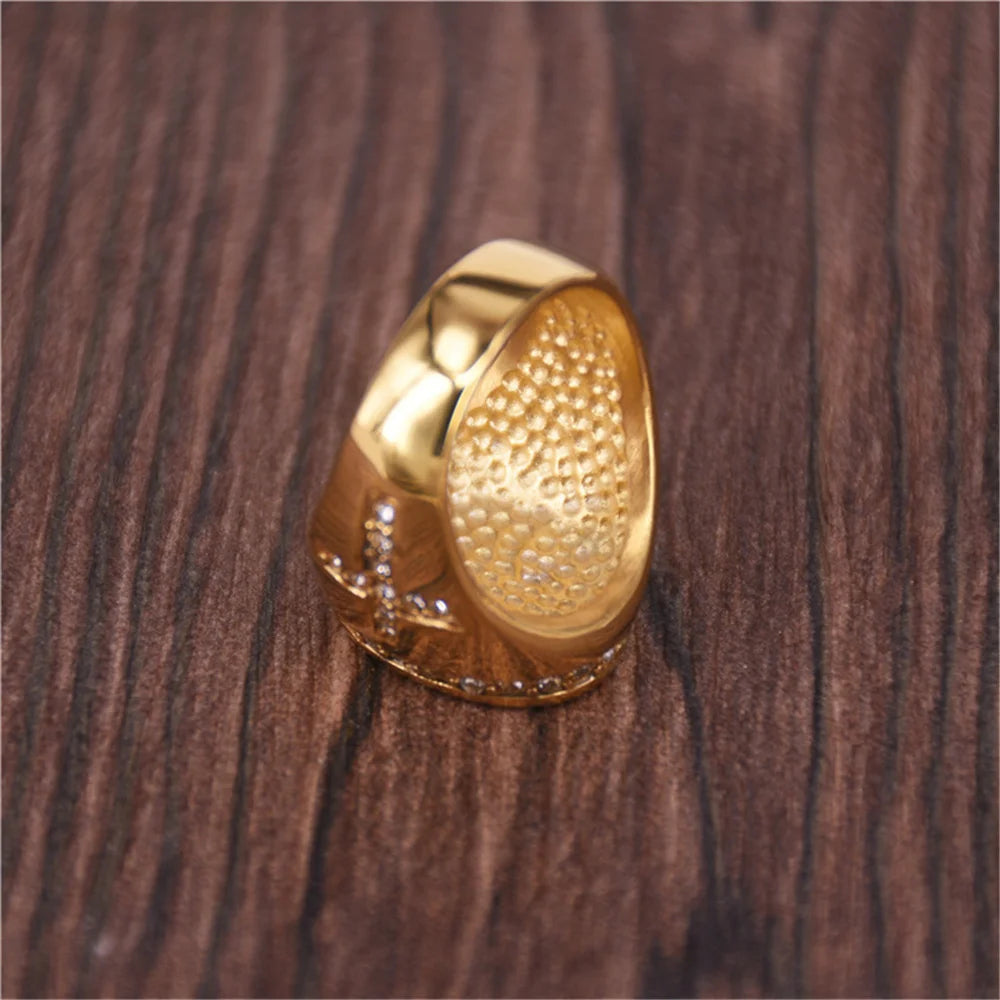 Stainless Steel Jesus Cross Rings For Men Religious Jewelry