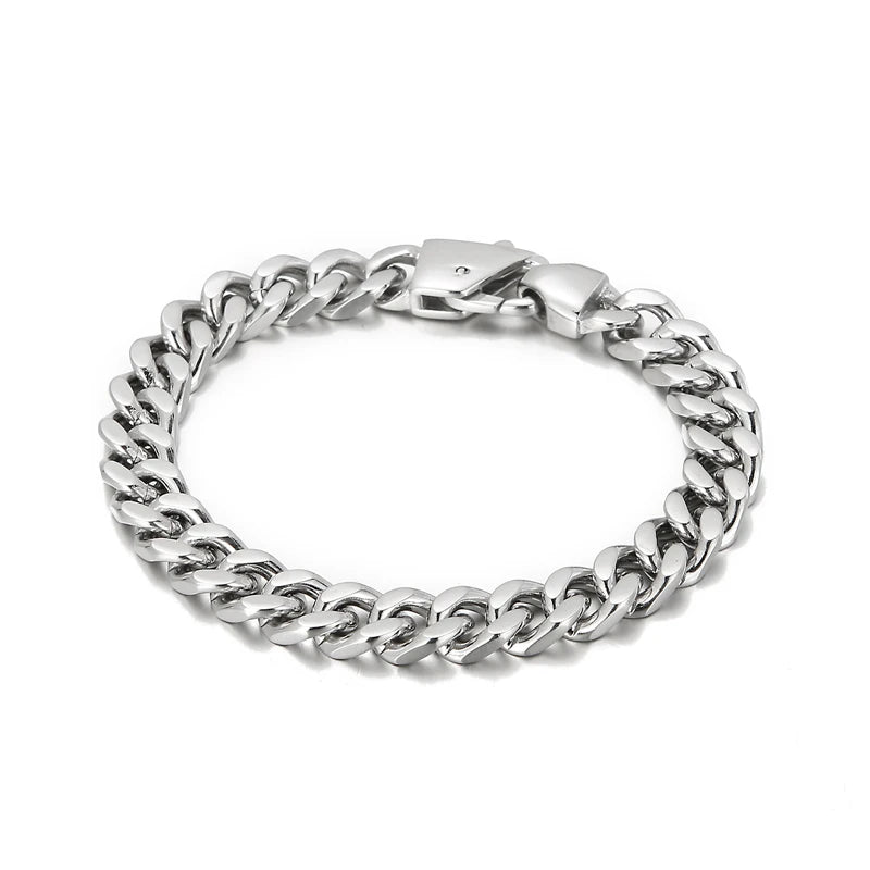 3 Color 316L Stainless Steel Cuban Chain Men's Bracelet