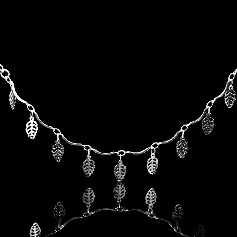 925 Sterling Silver Leaf Heart Charm Anklet For Women