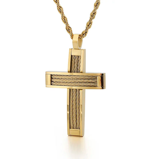 Men's Dubai Crux Chain Prayer Cross Pendant Necklace
