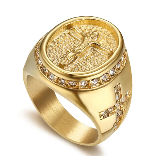 Stainless Steel Jesus Cross Rings For Men Religious Jewelry