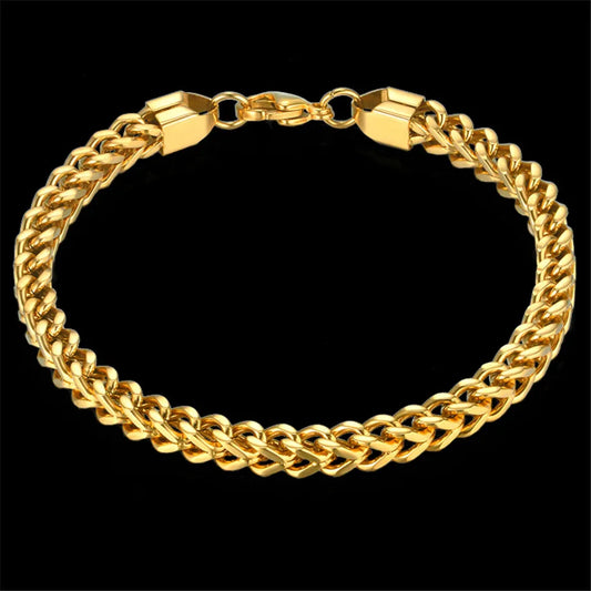 Mens-Womens Bracelets & Bangles Gold Stainless Steel