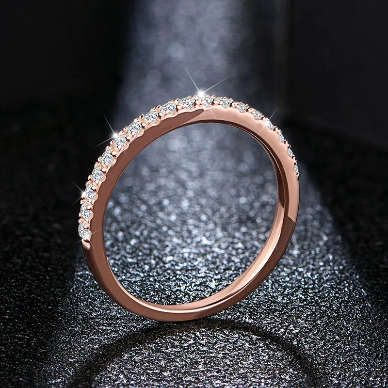 Woman, Girls,18K Rose Gold Plated Diamond Moissanite Ring