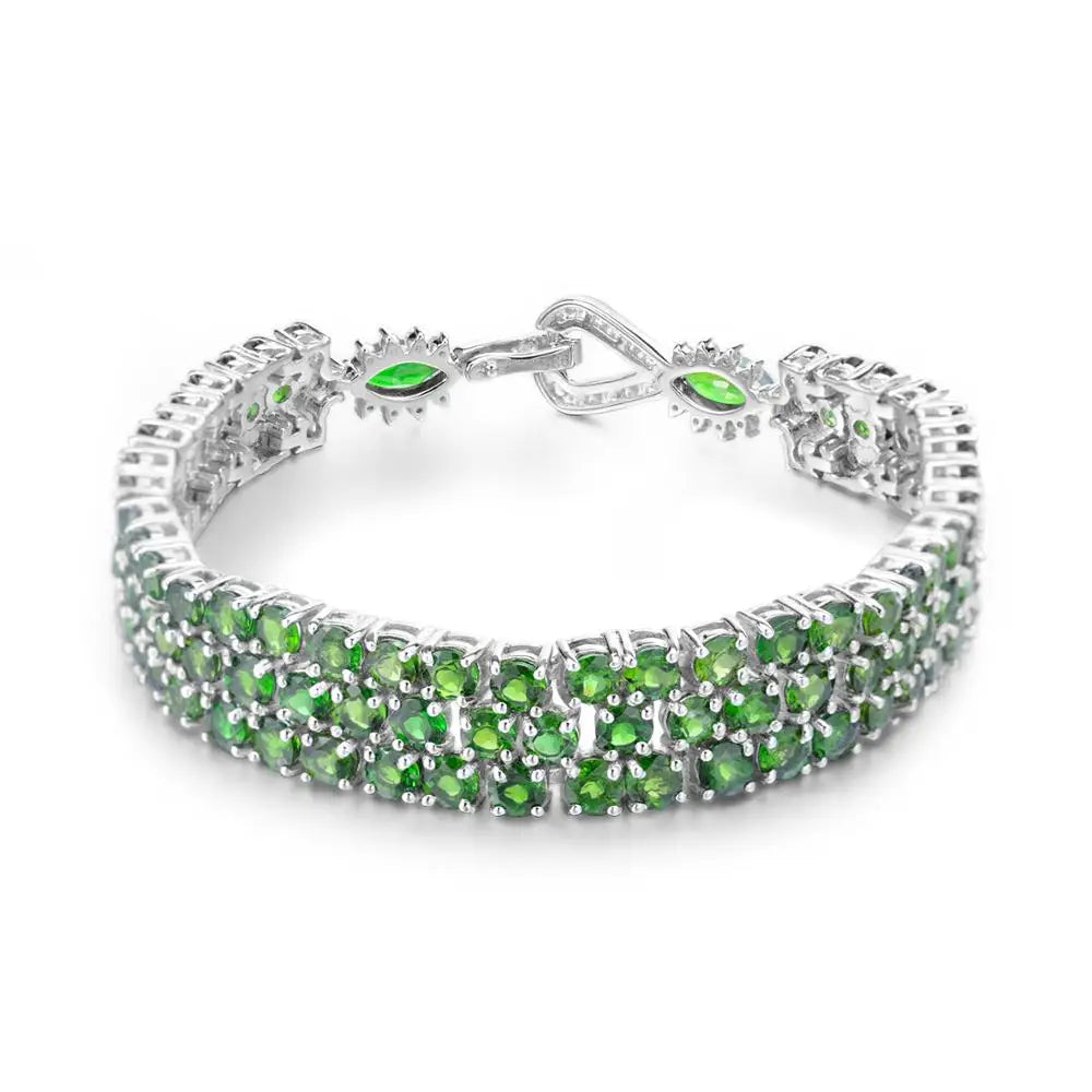 29.25Ct Chrome Diopside Gemstone Chain Link Bracelets For Women.