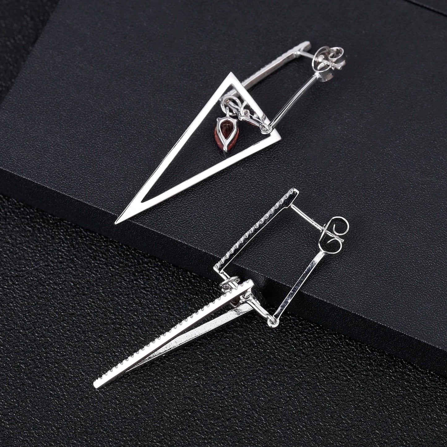 Women's 925 Sterling Silver Triangle Red Garnet Gemstone