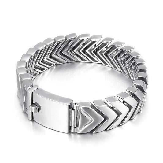 18mm Wide Arrow Polished Men's Stainless Steel Bracelet.