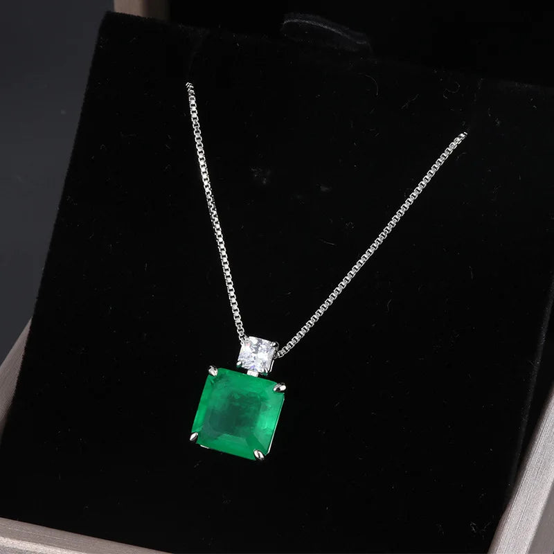 Women's 5.5CT Geometric Silver Copper Gemstones Necklace
