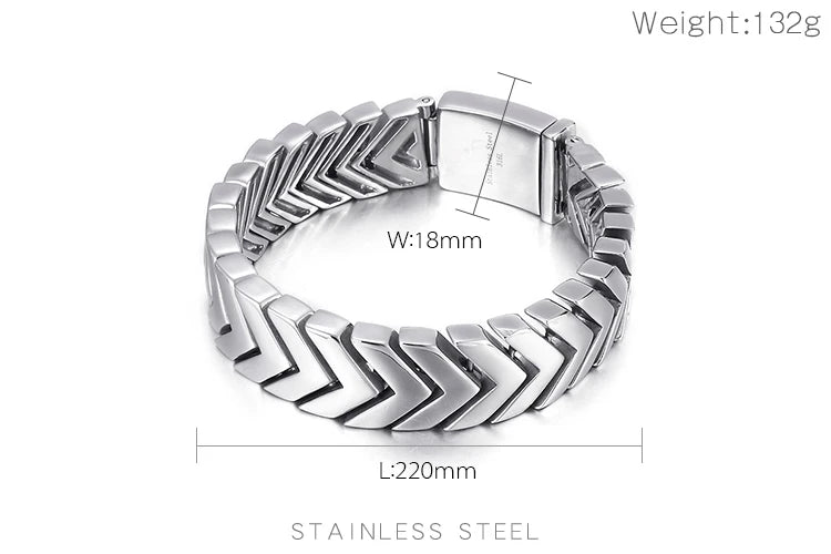 18mm Wide Arrow Polished Men's Stainless Steel Bracelet.