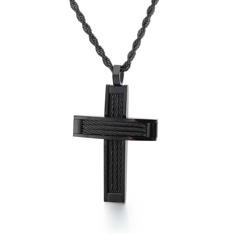 Men's Dubai Crux Chain Prayer Cross Pendant Necklace