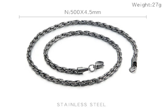 Men's Stainless Steel Matte Chain Link Fashion Necklace