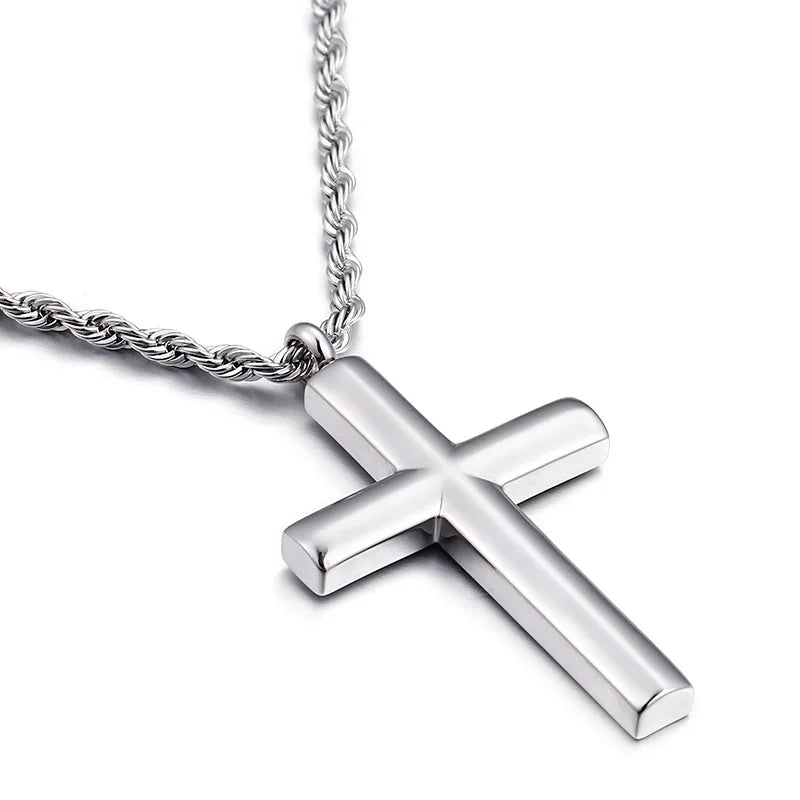 Cross Chain For Men 60cm Stainless Steel Gold ColorCross Necklace.