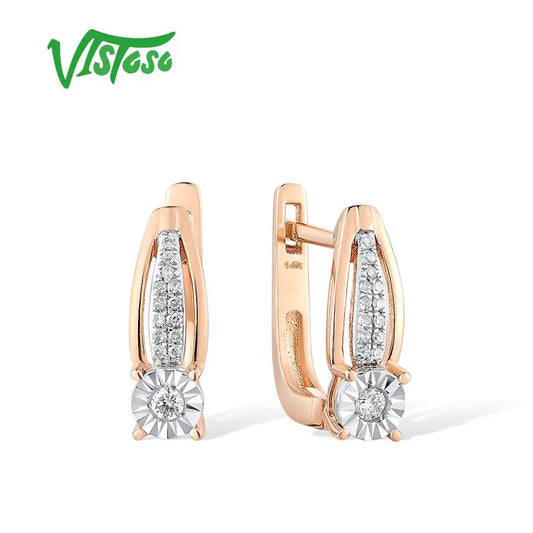 14K 585 Two-Tone Gold Plate Diamond Earrings For Woman