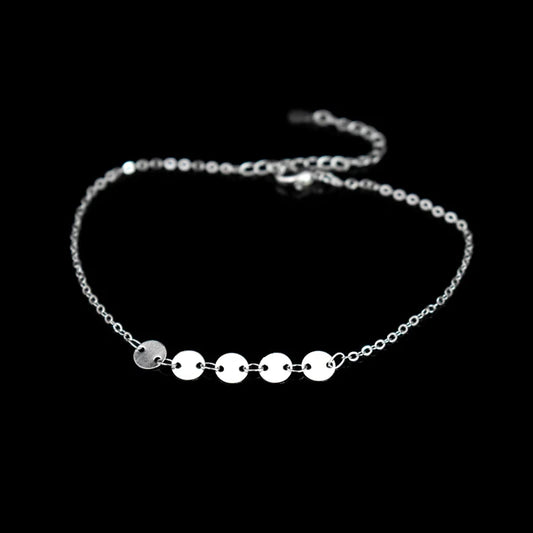 Womens Silver Bohemia Sequins Anklets, Round Bracelets