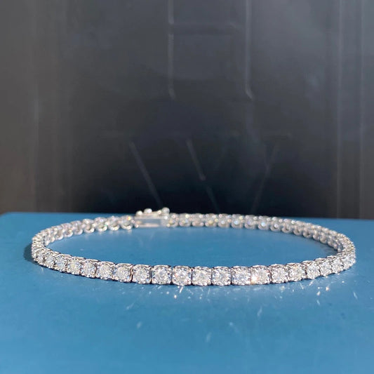 18K White Gold Diamond 1.0-2.0ct Trapezium Tennis Bracelet For Woman