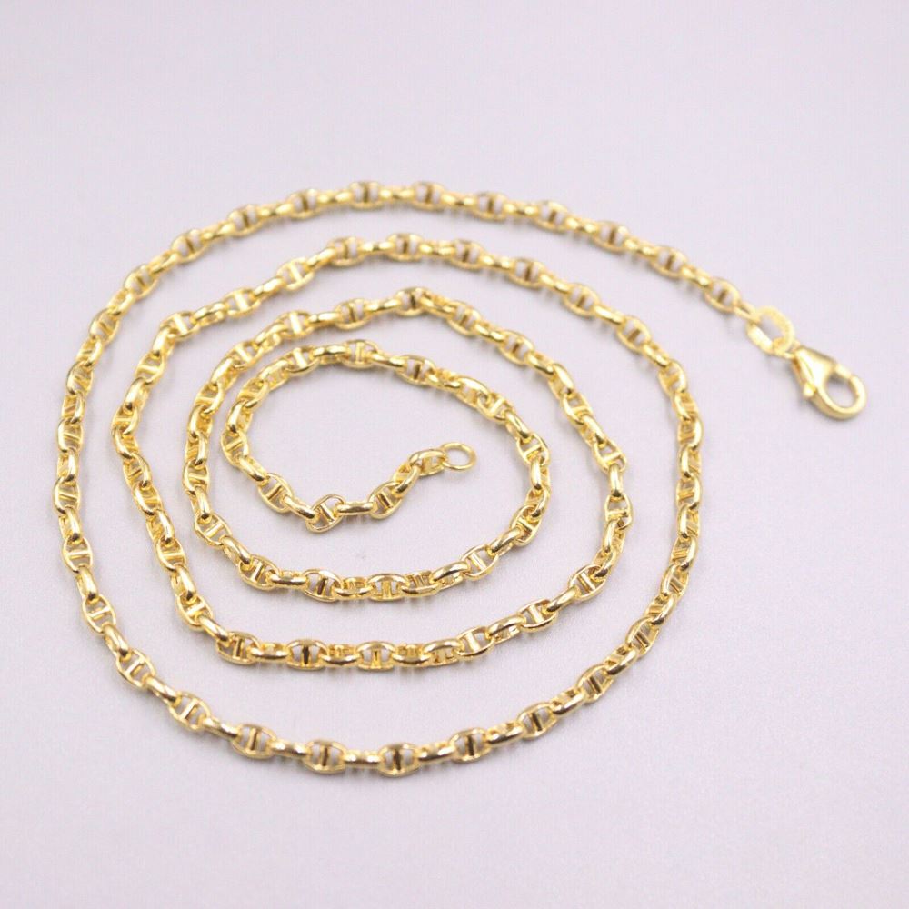 Chain Link Fashion 18K Yellow Gold Chain, Women & Men Stud Necklace.