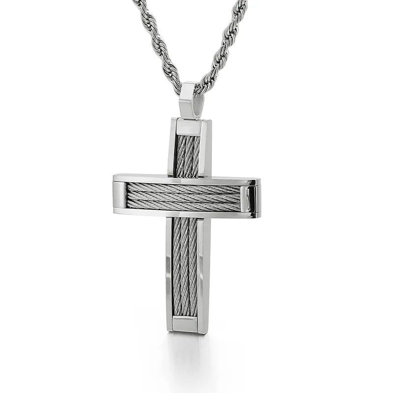 Men's Dubai Crux Chain Prayer Cross Pendant Necklace