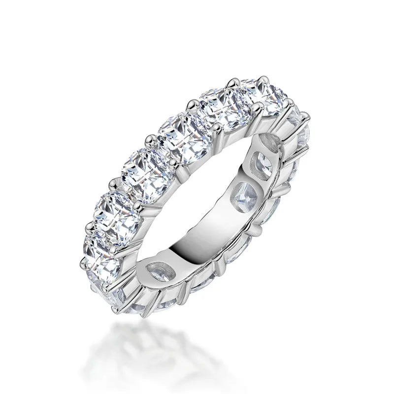 Women's Cushion Cut Sona Simulated Diamond Eternity Rings