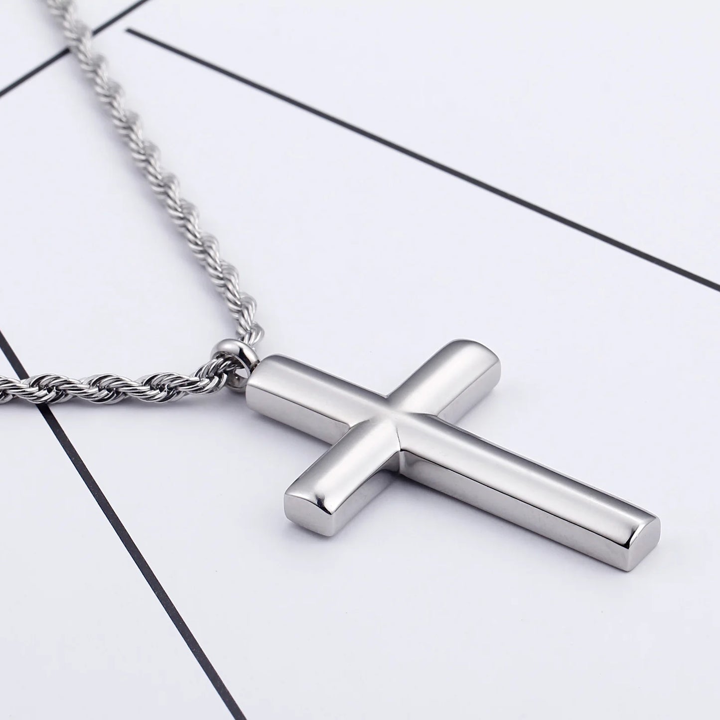 Cross Chain For Men 60cm Stainless Steel Gold ColorCross Necklace.