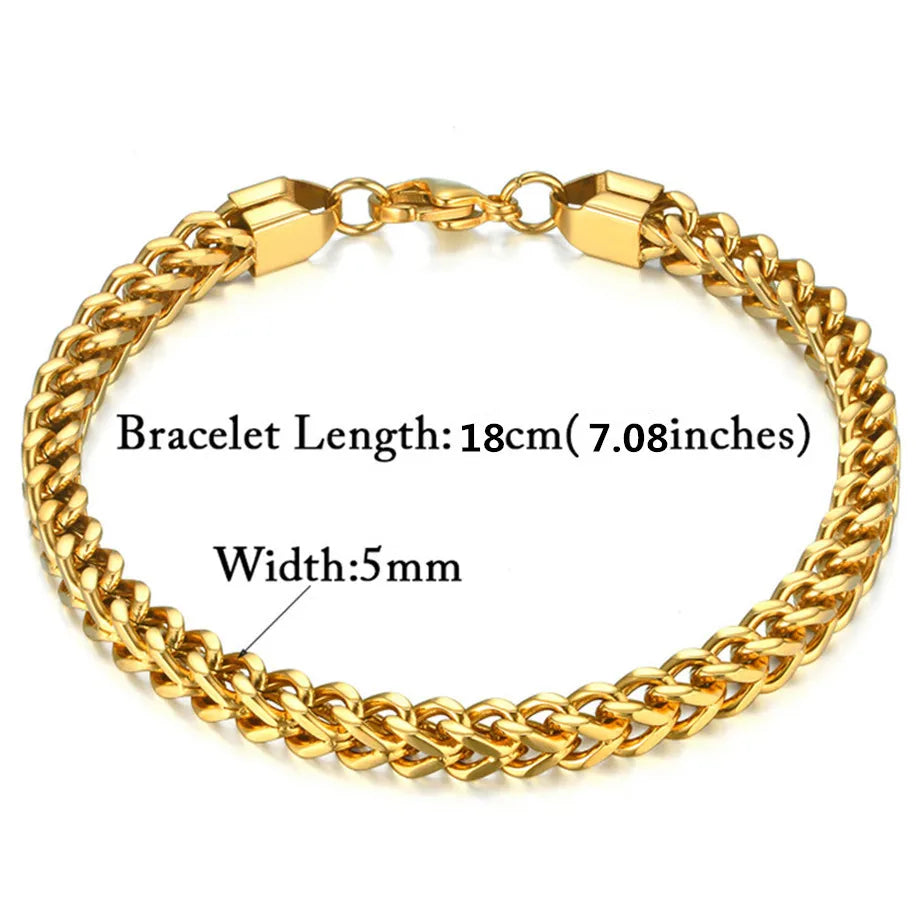 Mens-Womens Bracelets & Bangles Gold Stainless Steel