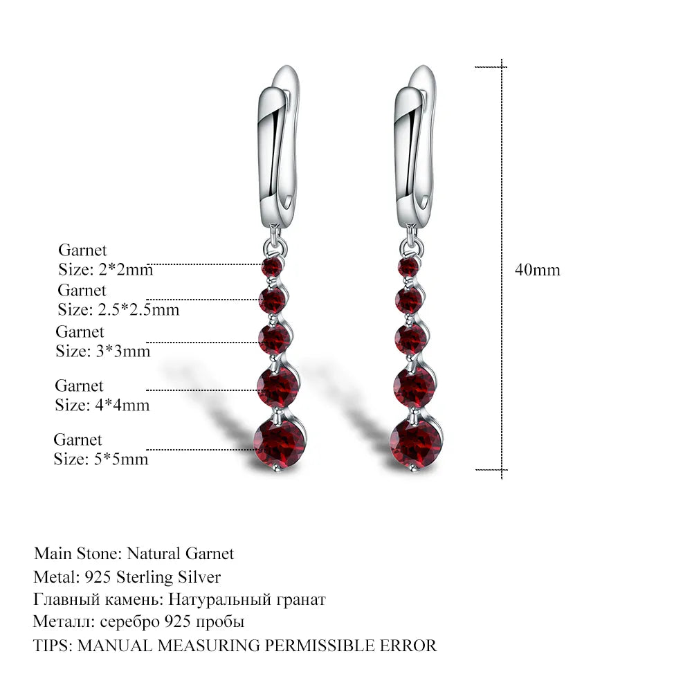 2.67Ct  Enduring Jewels Earrings Red Gemstone Sterling Silver.