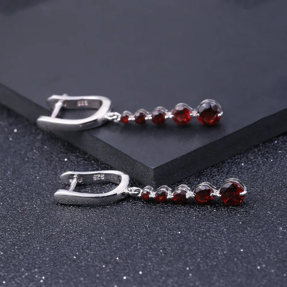 2.67Ct  Enduring Jewels Earrings Red Gemstone Sterling Silver.