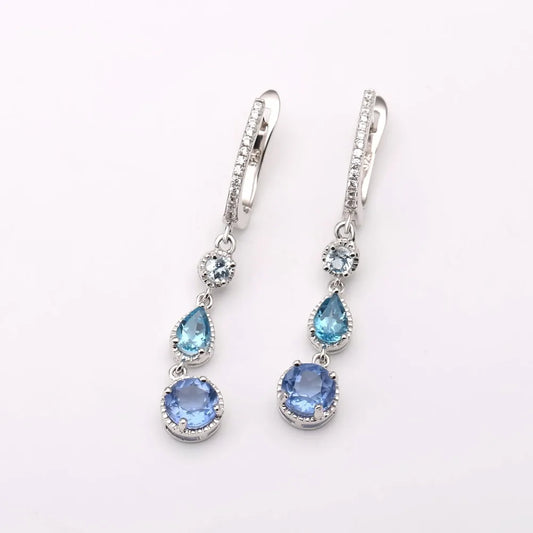 Women Color-Change Fluorite Mix Gemstone Drop Earrings