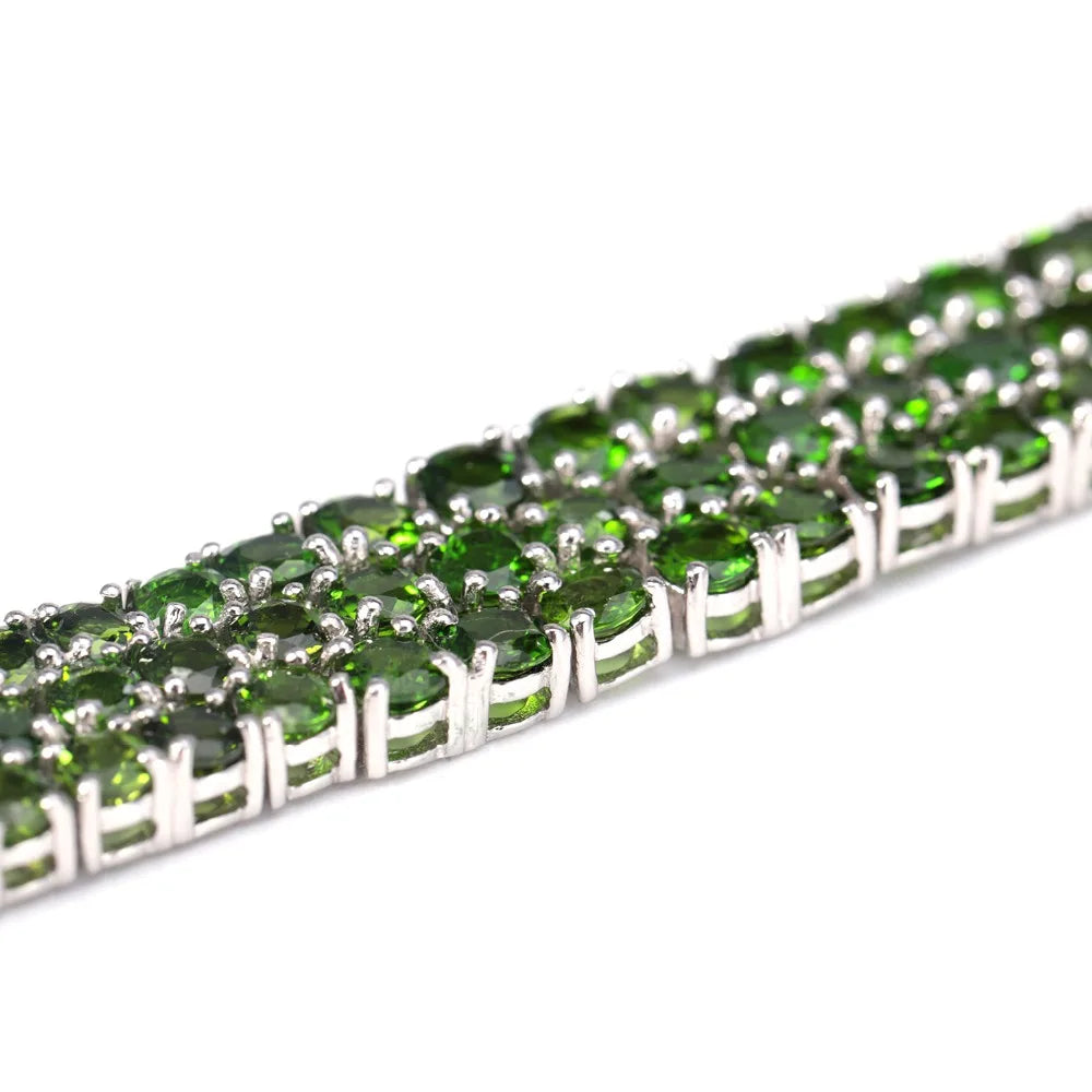 29.25Ct Chrome Diopside Gemstone Chain Link Bracelets For Women.