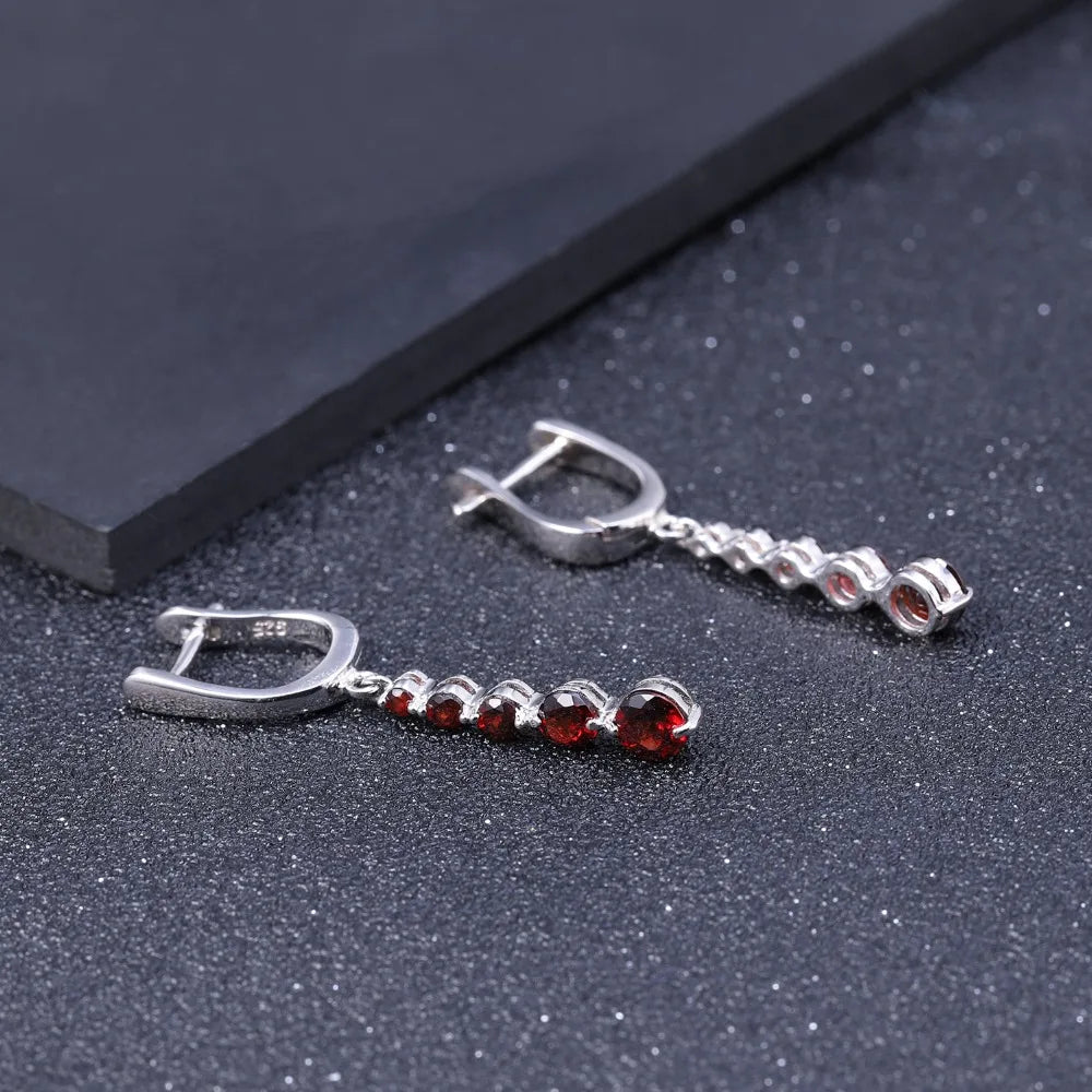 2.67Ct  Enduring Jewels Earrings Red Gemstone Sterling Silver.